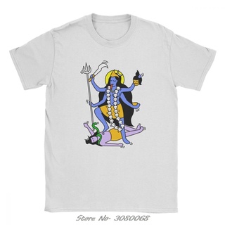 เสื้อยืดผ้าฝ้าย เสื้อยืดคอกลม ผ้าฝ้าย 100% พิมพ์ลาย Shiva Kali สไตล์อินเดีย สําหรับผู้ชาย