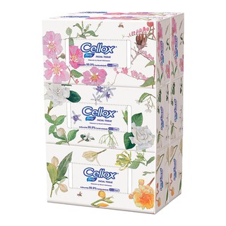 🔥ยอดนิยม!! เซลล็อกซ์ ฟลาวเวอร์ กระดาษเช็ดหน้า ขนาด 140 แผ่น แพ็ค 6 กล่อง Cellox Flower Facial Tissues 140 sheets x 6 Box