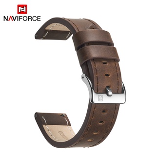 Naviforce Tali Kulit Jam Gelang - Coklat / Hitam (23 มม.) G04 สีดํา สีน้ําตาล พร้อมหัวเข็มขัด แบบเปลี่ยน อุปกรณ์เสริมนาฬิกาข้อมือ