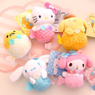 Sanrio ตุ๊กตาก้นถ่วง Medmaid 🧜‍♀️ นางเงือก  Kitty Mymelody Cinnamonroll Pompompurin Gedatama My Melody คิตตี้ มายเมโลดี้