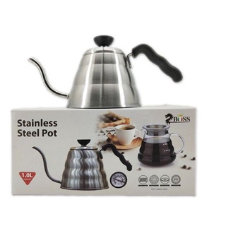 กาดริปกาแฟ Stainless Steel 304 กาต้มน้ำ​จุ 1000ml ​สแตนเลสสีเงิน #พร้อมส่ง#