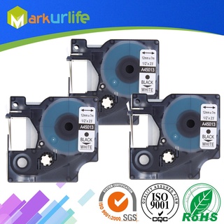 3 PCS 12mm replacement label Self-Adhesive D1 Tape A45013(S072053) for Dymo LabelManager Printer 12mm 7m black on White