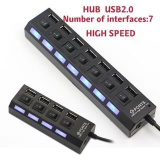 USB 2.0 HUB Combo Splitter 4 / 7 Port USB Switch High Speed ON / OFF Mini 2 In 1 ตัวเพิ่มช่อง ยูเอสบี ตัวอ่า