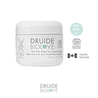 DRUIDE  BioLove No Zinc Paste Diaper Balm (60g) บาล์มบำรุงผิวก้นสำหรับเด็ก ลดผื่นแดงและอาการคัน ออร์แกนิค 🍃