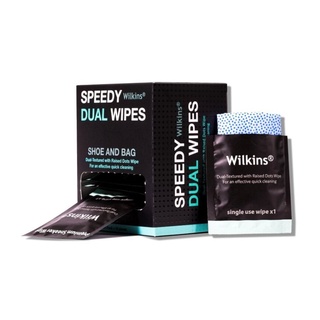 WILKINS ผ้าเช็ดทำความสะอาดแบบพกพา Speedy Dual Wipes ( 1 กล่องมี 15 ชิ้น ) #ทำความสะอาดรองเท้าแบบพกพา #Speedy Dual Wipes