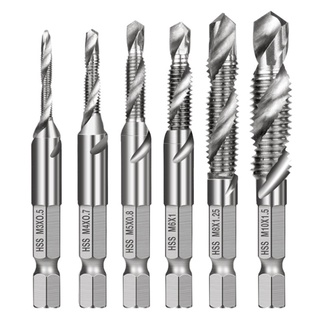 Pcf * M3-M10 สกรูบิตเจาะ Hss Countersink Deburr ชุดเมตริกรวมบิต 1/4 นิ้ว 6 ชิ้น