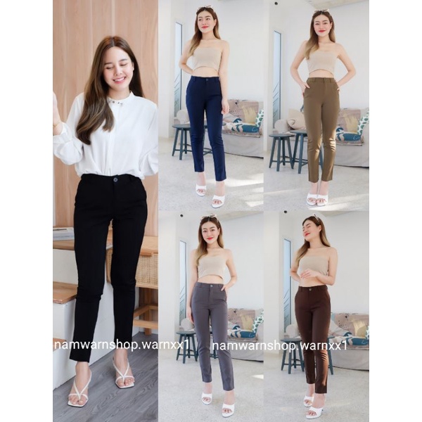 🦋กางเกงใส่ทำงาน🪻ขากระบอกเล็ก-ซิปหน้า-ผ้านาโน-ไซส์S-50🛍️ส่งของทุกวัน