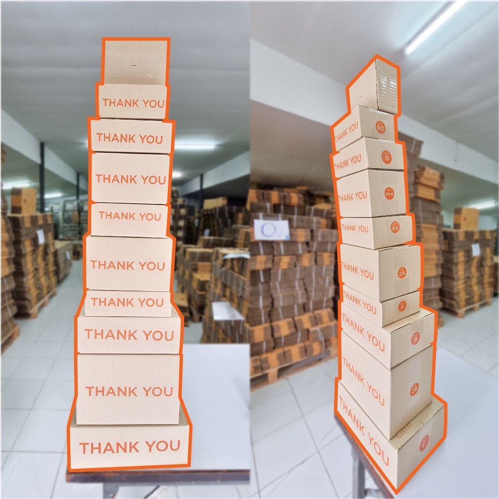 แพ็ค 20 ใบ กล่องไปรษณีย์ กล่องThank you เบอร์ 00 / 0 / 0+4 / A / AA / 2A/ B / 2B / C กล่องถูกที่สุด