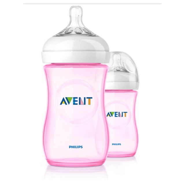 # ขวดนม Avent Natural 9oz 2 ขวด สีชมพู มือ1 แพ็ค 2ขวด 520 บาท