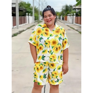 ชุดเซ็ตฮาวายสาวPLUS SIZE ผ้านุ่มใส่สบาย