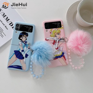 Jiehui เคสโทรศัพท์มือถือแฟชั่น ลายการ์ตูนเซเลอร์มูน สําหรับ Samsung Z Flip5 Z Flip4 Z Flip3