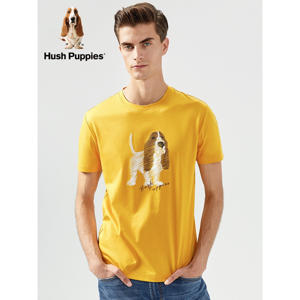 ใหม่Hush PuppiesHush Puppiesเสื้อผ้าผู้ชาย2021ใหม่ผ้าฝ้ายฤดูร้อนหลวมแขนสั้นTเสื้อ|PE-21339D