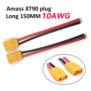 ปลั๊กเชื่อมต่อ AMASS XT90 ตัวผู้ ตัวเมีย 1 คู่ พร้อมสายเคเบิลแบตเตอรี่ 10AWG 150 มม. สําหรับแบตเตอรี่บังคับ Lipo