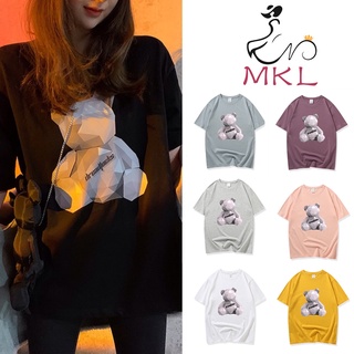 🌻MKL 🌻เสื้อยืด คอกลม แขนสั้น ผ้านิ่ม ลายหมี เสื้อยืดแฟชั่น สไตล์เกาหลี 🌻 #9604