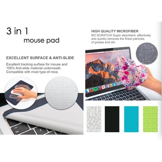 Hark Mouse Pad 3 in 1 แผ่นรอง Mouse เป็นผ้าเช็ดจอ แผ่นกันฝุ่น make in TAIWAN