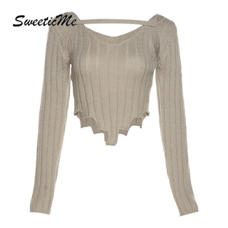 Sweeticme ใหม่ เสื้อยืดลําลอง แขนยาว เข้ารูป สีพื้น เซ็กซี่ แฟชั่นสําหรับสตรี 2022