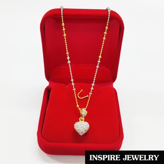 Inspire Jewelry ชุดเซ็ทสร้อยคอสองกษัติรย์ตามแบบ พร้อมจี้หัวใจฝังเพชร