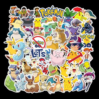 สติ๊กเกอร์พีวีซีกันน้ําลายการ์ตูน pokemons pikachu 50 ชิ้น/แพ็ค