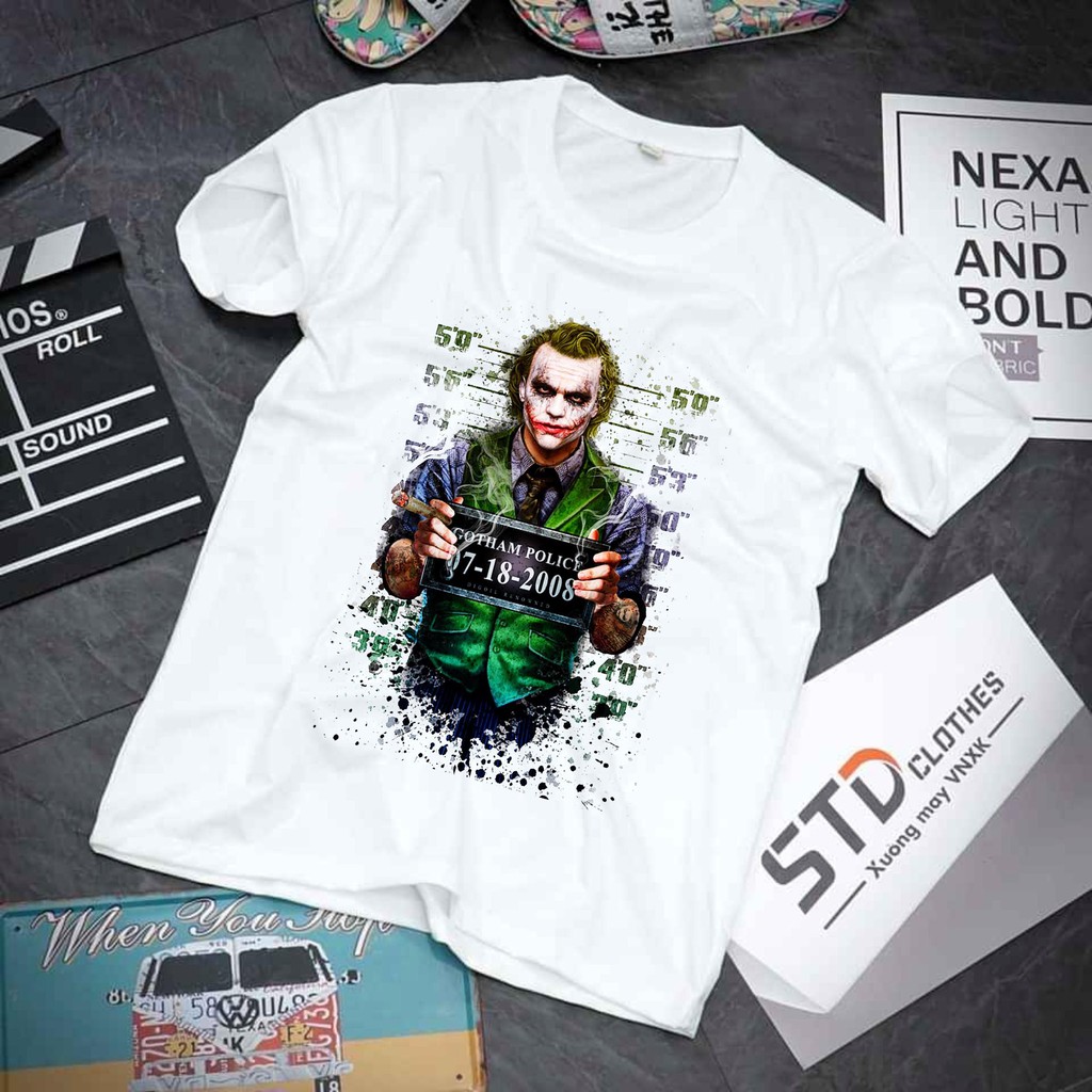 เสื้อยืดคอกลมแขนสั้นผู้ชายพิมพ์ลาย 3D Chill พิมพ์ Joker สุดเท่ 4 ทิศทาง CZ04
