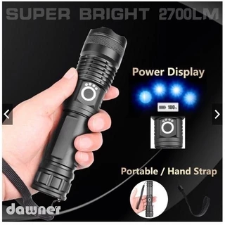 XINSITE ไฟฉายแรงสูง Led ไฟฉายยุทธวิธี USB ชาร์จ (พร้อมแบตเตอรี่ 18650) Cree XHP50