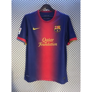 เสื้อกีฬาแขนสั้น ลายทีมฟุตบอล Barcelona 2012 2013 ชุดเหย้า สไตล์เรโทร