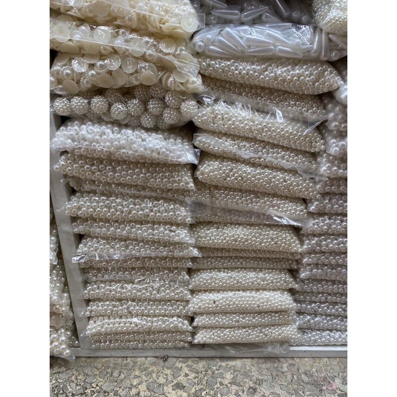 ลูกปัดมุกเกรดเอ ขนาด 3,45,6,8,10,12,14,16 มิล ราคา 60฿ หนัก 30 กรัม