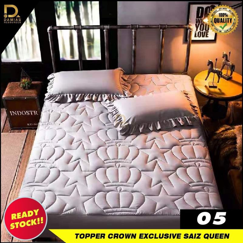 CADAR PREMIUM FITTED 3 IN1 ANTI KEDUT HILTON Cadar Topper Hilton Queen ผ้าปูที่นอน Hilton ธรรมดา