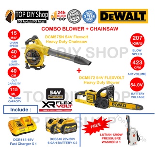 DEWALT DCM575N-XJ / DCM575N 40CM XR FLEXVOLT Chain Saw + DCM572N-XJ / DCM572N 207KM/U XR FLEXVOLT Blower 54V