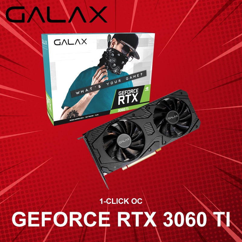 VGA (การ์ดแสดงผล) GALAX GeForce RTX 3060 Ti (1-Click OC) ประกันศูนย์ 3 ปี