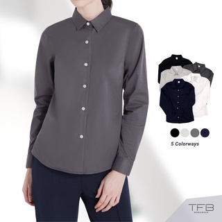 เสื้อเชิ้ตผู้หญิง แขนยาว สีเทาเข้ม TFB Workwear