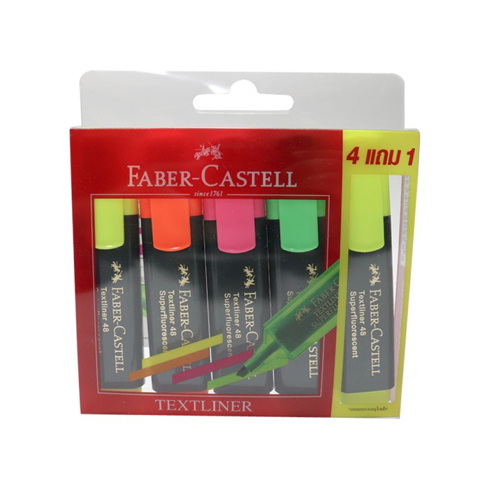 FABER-CASTELL ชุดปากกาHighlight ปากกาไฮไลท์ ปากกาเน้นข้อความ  Textliner 38 Neo (ชุด4แถม1)
