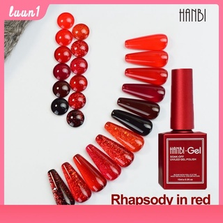 สีเจล HANBI ยาทาเล็บเจลสีใส สีเจลโทนสีแดง สีนูด สีเจลแฟลชไดมอนด์กลิตเตอร์ สีน้ำตาล สีกากเพชร สีเจลเข้มข้น สีสวย ขวดสวย (HANBI ขวดแดง) COD