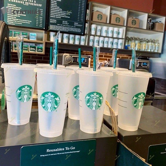Star-bucksแก้วน้ําพลาสติกพร้อมฝาปิด 24 ออนซ์ แก้ว Starbuck 【cynt】 แก้วน้ํา Starbucks