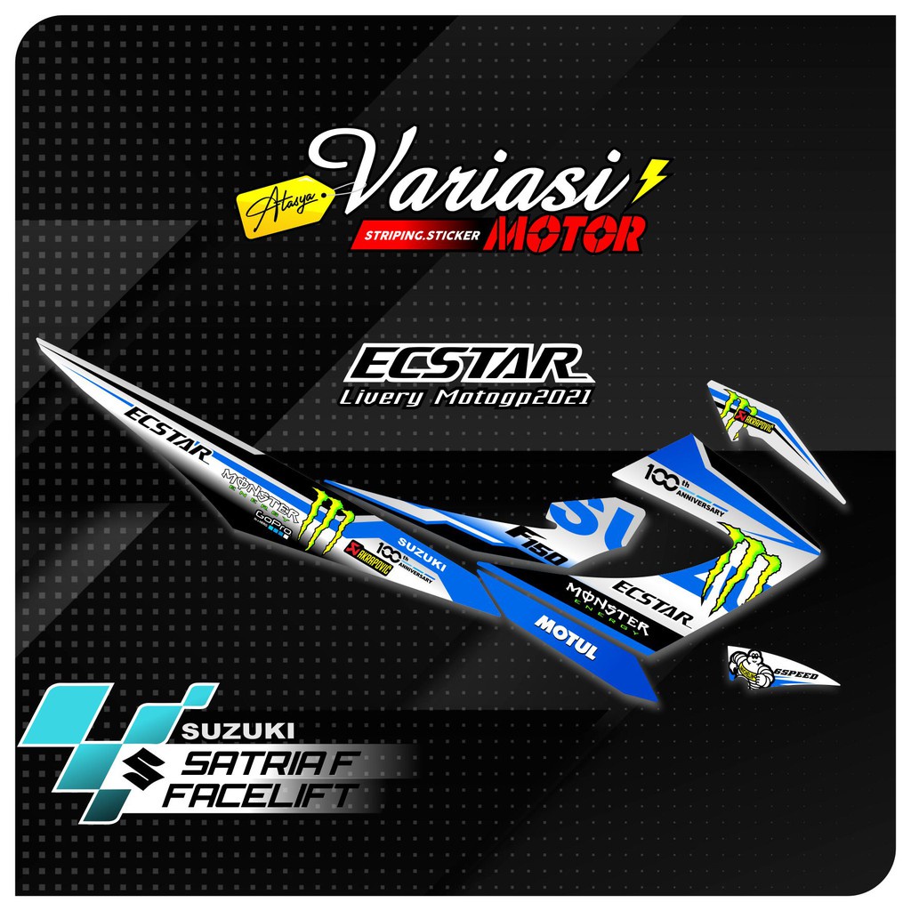 STRIPING VARIATION STICKER SUZUKI SATRIA F150 FU FACELIFT LIVERY TEAM SUZUKI ECSTAR MOTOGP 2021