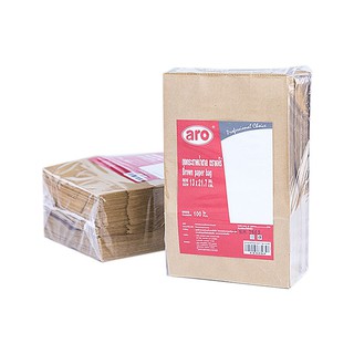 ถุงกระดาษน้ำตาล ขนาด 13x21 ซม. แพ็ค 100 ใบ Aero brown paper bag size 13x21 cm, pack of 100 pieces