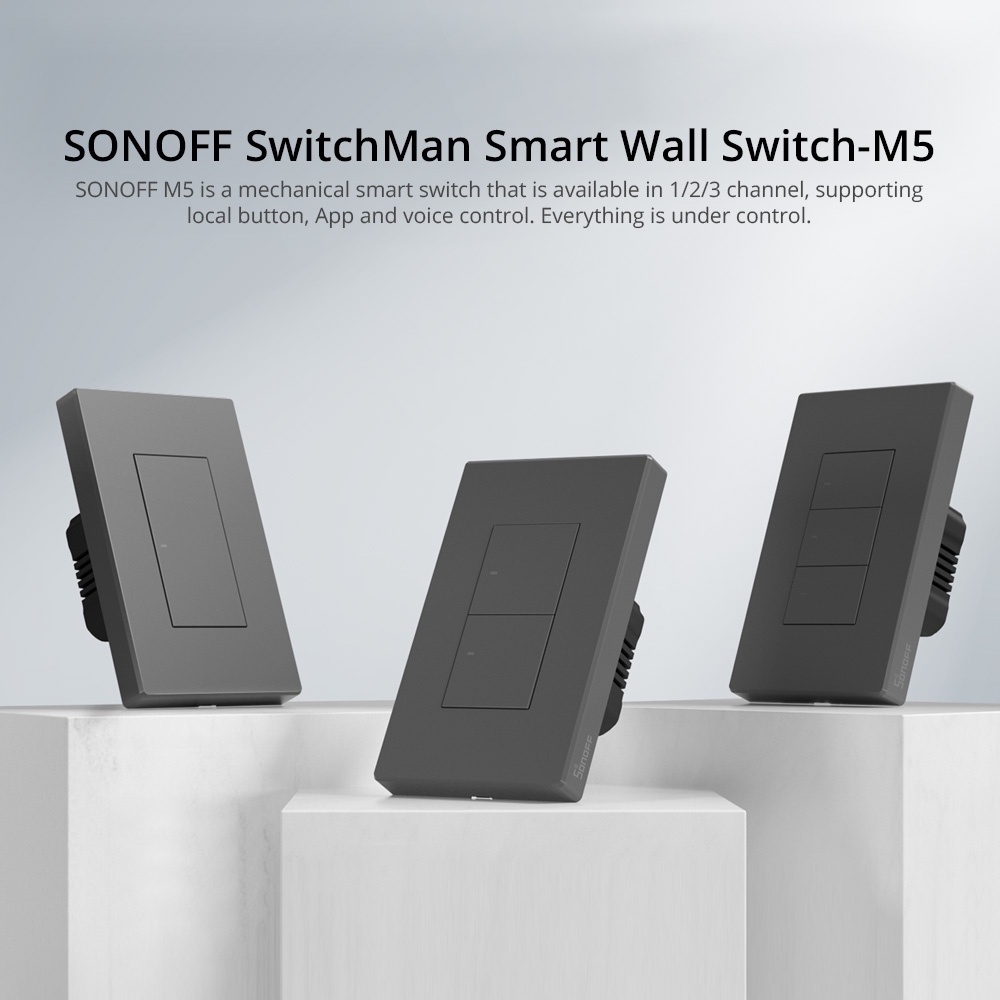 Sonoff M5 120 SwitchMan WiFi สวิตช์ปุ่มกดอัจฉริยะ ควบคุมด้วยเสียงผ่าน eWeLink Alexa Alice Google