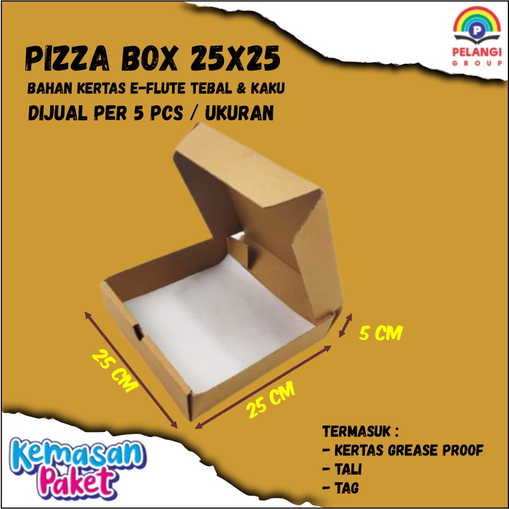 PIZZA BOX 25x25x5 / CUSTOM PIZZA BOX / PIZZA BOX 25x25x5 / CUSTOM PIZZA BOX / PIZZA CARDBOARD WITH P
