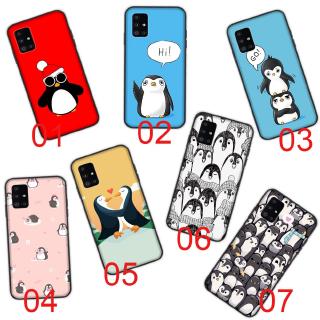 เคสโทรศัพท์มือถือแบบนิ่ม ลายเพนกวิน สีดํา สําหรับ Samsung Galaxy A21S A21 A71 A31 A51 A41 A11