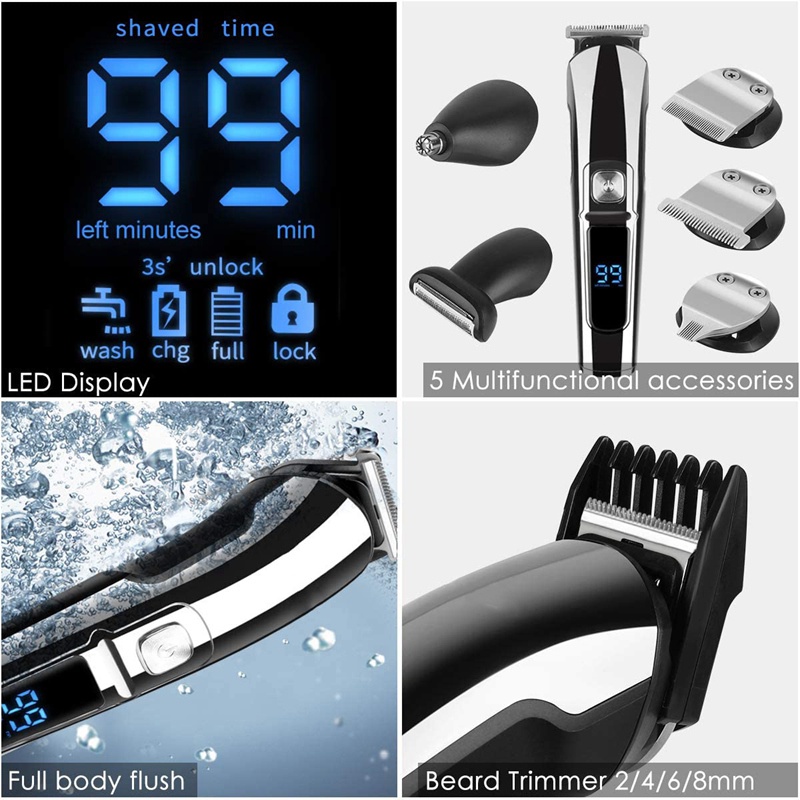 6 in 1 Hair Clippers Rechargeable Cordless Clippers Hair Trimmer Beard