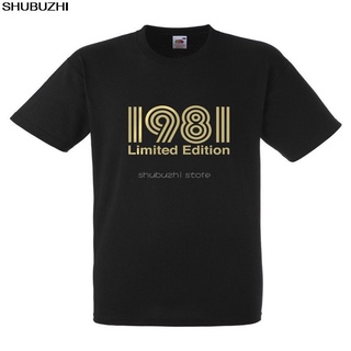 เสื้อผ้าผช1981 Limited Edition ใหม่ เสื้อยืดลําลอง แขนสั้น ทรงหลวม สีทอง สีดํา แฟชั่นสําหรับผู้ชาย ผู้หญิง ไซซ์ sbz6508S