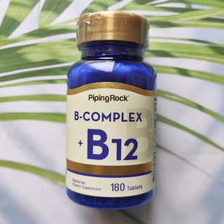 80% OFF Sale!! EXP. 03/2023 วิตามินบีรวม + บี 12 B-Complex Plus Vitamin B-12 180 Tablets (Piping Rock®)