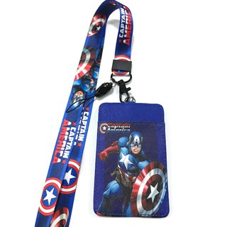 สายคล้องคอ สายคล้องบัตร ที่ใส่บัตร ซองใส่บัตร ที่ใส่บัตร พร้อมสายคล้องคอ ลาย  Captain  America  กัปตัน อเมริกา  สวยมาก