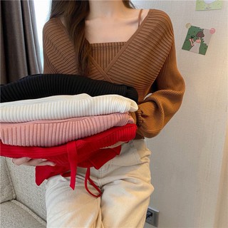 23Hamburger - camisole &amp; cardigan ไหมพรมสายเดี่ยวติดกับตัวเสื้อ
