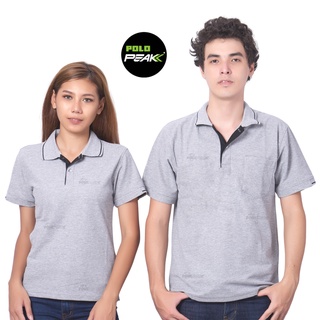 เสื้อโปโลสีท็อปดายเทา ปกริ้วดำ polopeak