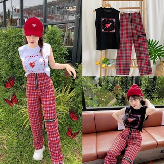 [SS146] 🧶🤏🏻 new arrival 🍒 เซตสก็อตขายาวแม่ชม เสื้อ+กางเกง แต่งซิป สวยเกร๋มากแม่🌹