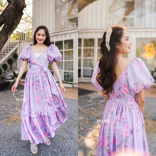 MASS Fashion : เดรสยาว สีม่วง Dress - Vacation Purple Bubble