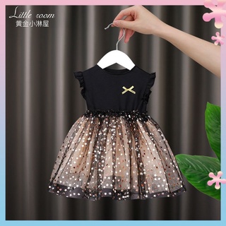 Baby girls dress summer childrens Korean style girls cotton Pengpeng skirt super fairy foreign-style mesh princess dress summer