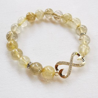 สร้อยข้อมือหินไหมทอง Golden Rutilated Quartz Wristlet Free Size Elastic 10 mm.