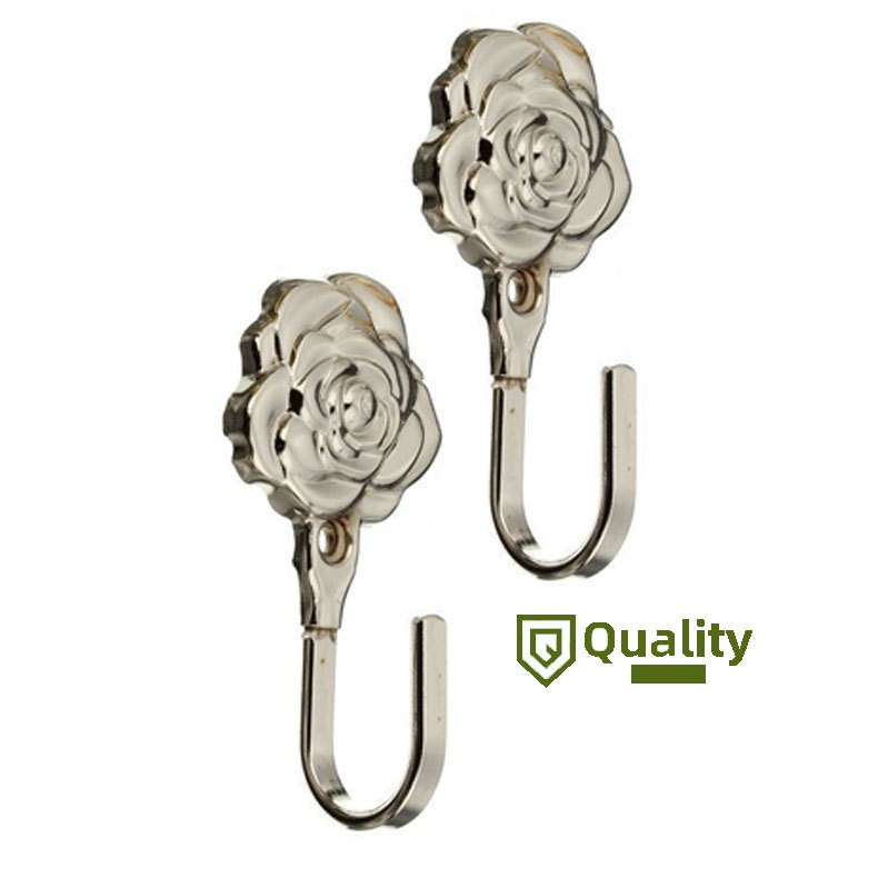 One Pair Rose Pattern Metal Curtain Hooks Wall Decorative Hookbacks Tiebacks Window Treatment Hardware Home Garden