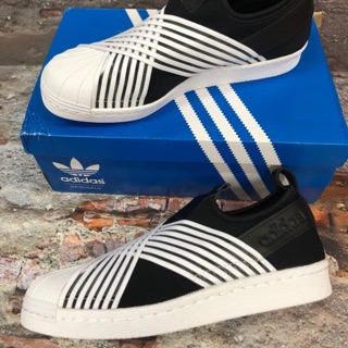 #Adidas แท้ 100% จากเกาหลี D96703 Superstar Slip On สีดำคาดขาว